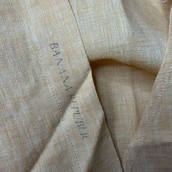 Banana Republic Men's M Linen Long Sleeve Button Up Shirt Yellow Peach Peach - Picture 9 of 11